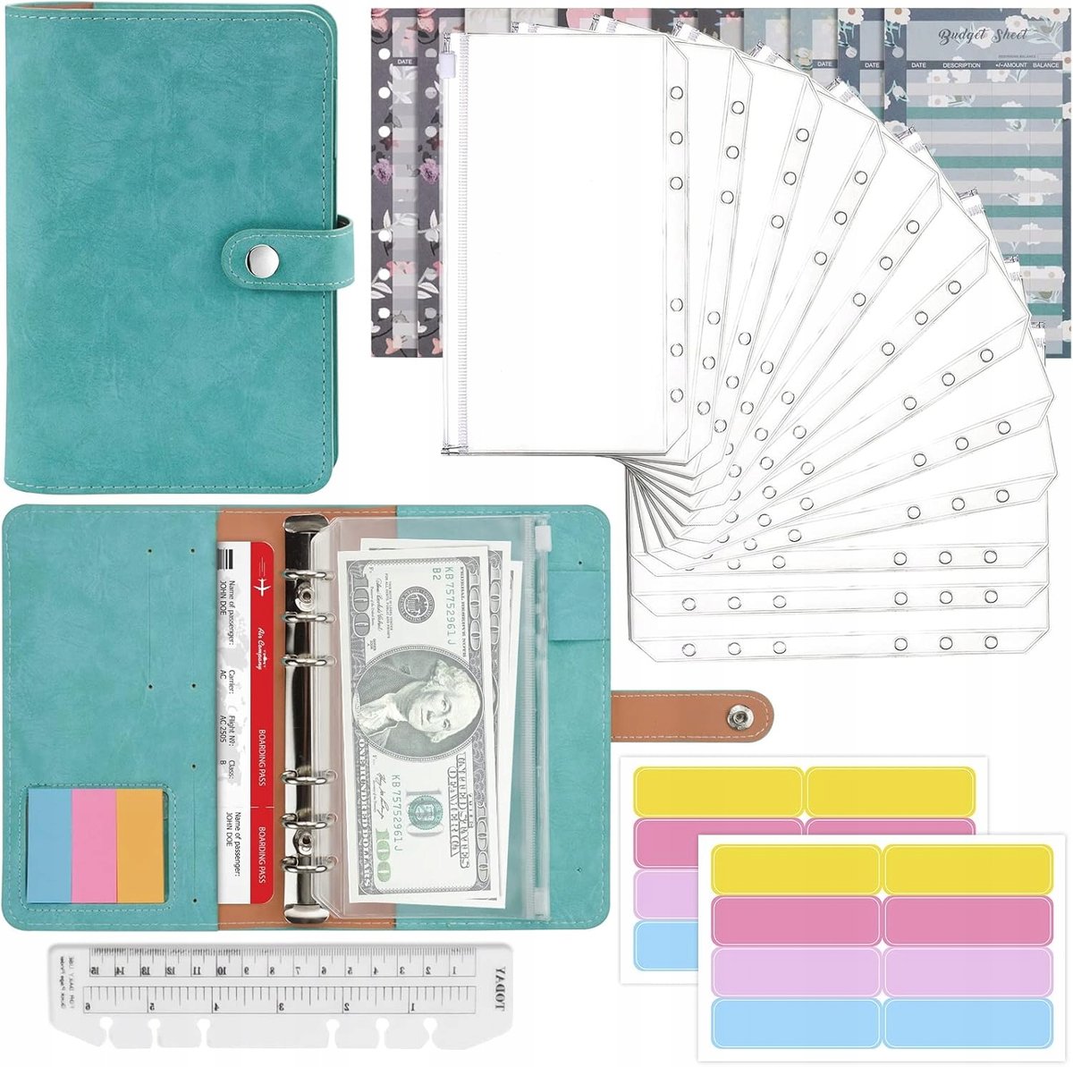 Planer Budżetu Segregator Finansów Notes Na Finanse 26-Częściowy Turkusowy