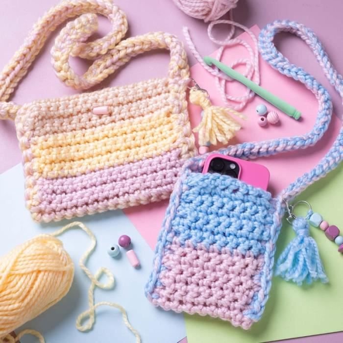 Zestaw DIY do nauki szydełkowania - Torba i etui na telefon - 2 szt.