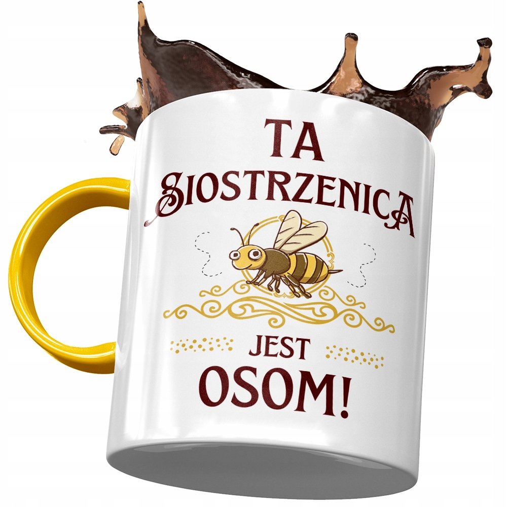 Kubek Żółty Dla Siostrzenicy na Urodziny Prezent z Nadrukiem ze Zdjęciem + Opakowanie na prezent (wzór 03)