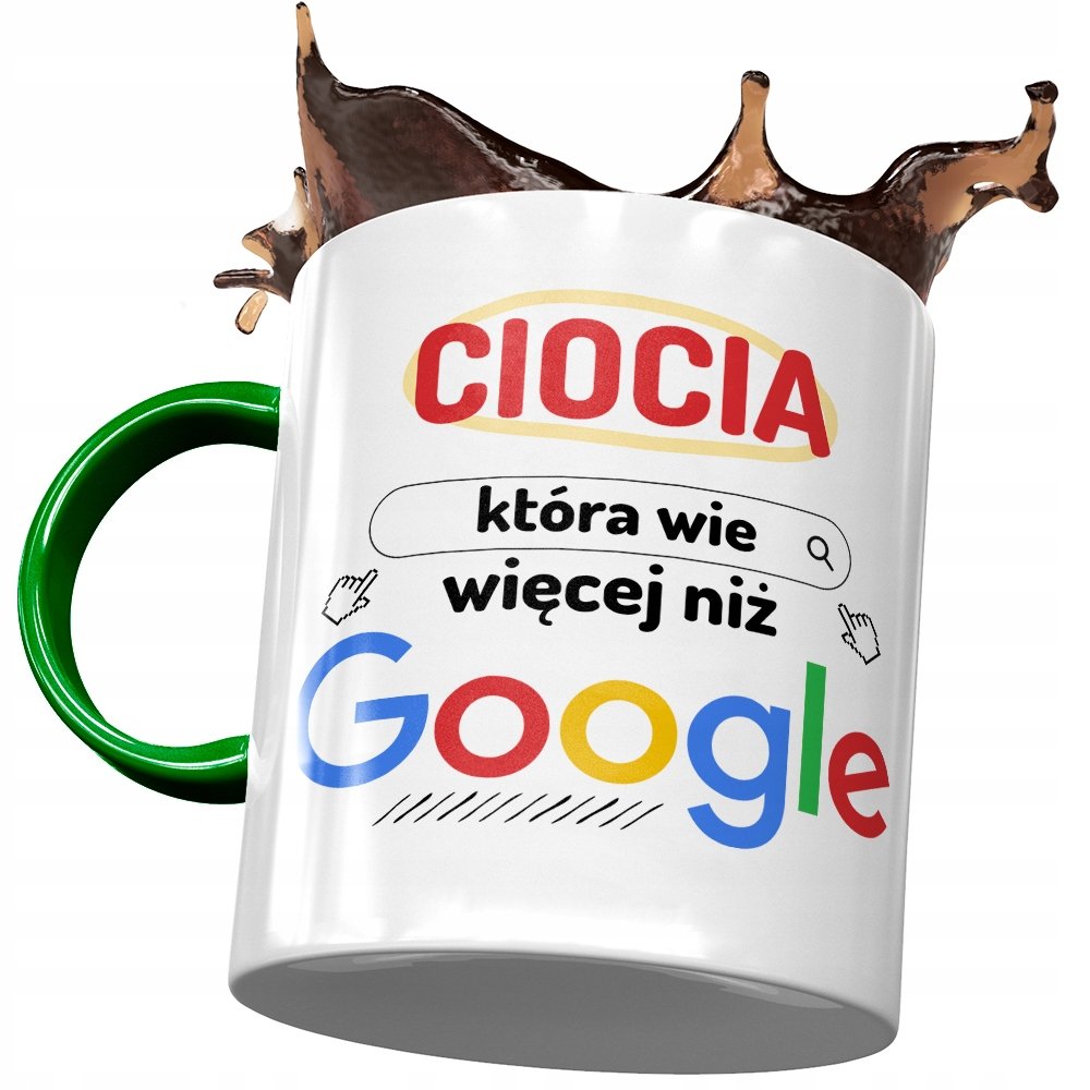 Kubek Zielony Dla Cioci Ciotuni Urodziny Prezent z Nadrukiem ze Zdjęciem + Opakowanie na prezent (wzór 03)