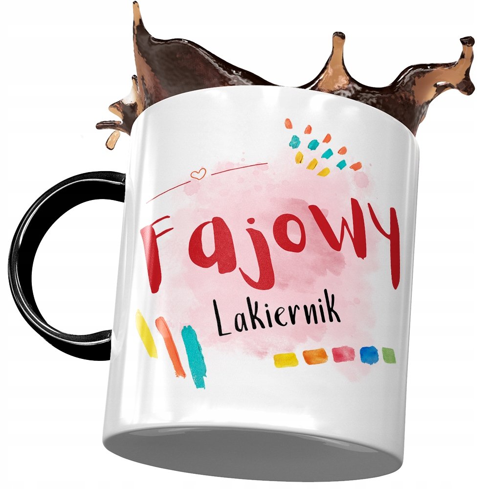 Kubek Czarny Dla Lakiernika Fajowy Lakiernik Kubek z Nadrukiem ze Zdjęciem + Opakowanie na prezent (wzór 03)