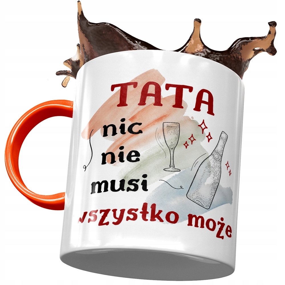 Kubek Pomarańczowy Dla Taty Ojca na Dzień Taty z Nadrukiem ze Zdjęciem + Opakowanie na prezent (wzór 04)