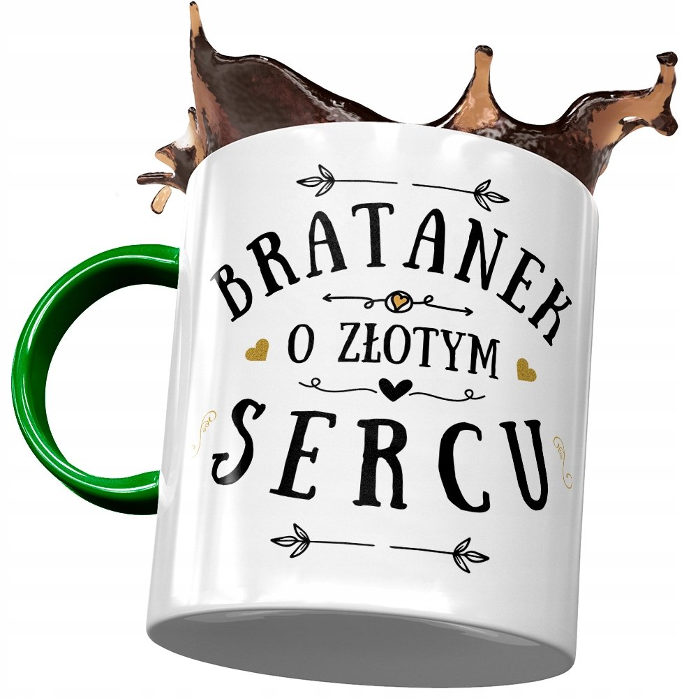 Kubek Zielony Dla Bratanka Syna Brata Prezent z Nadrukiem ze Zdjęciem + Opakowanie na prezent (wzór 04)