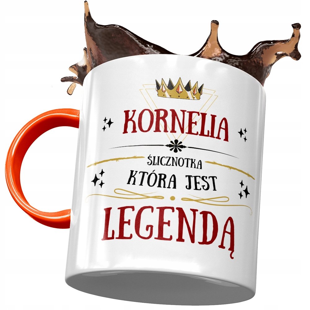 Kubek Pomarańczowy Dla Kornelii Na Prezent z Nadrukiem ze Zdjęciem + Opakowanie na prezent (wzór 02)