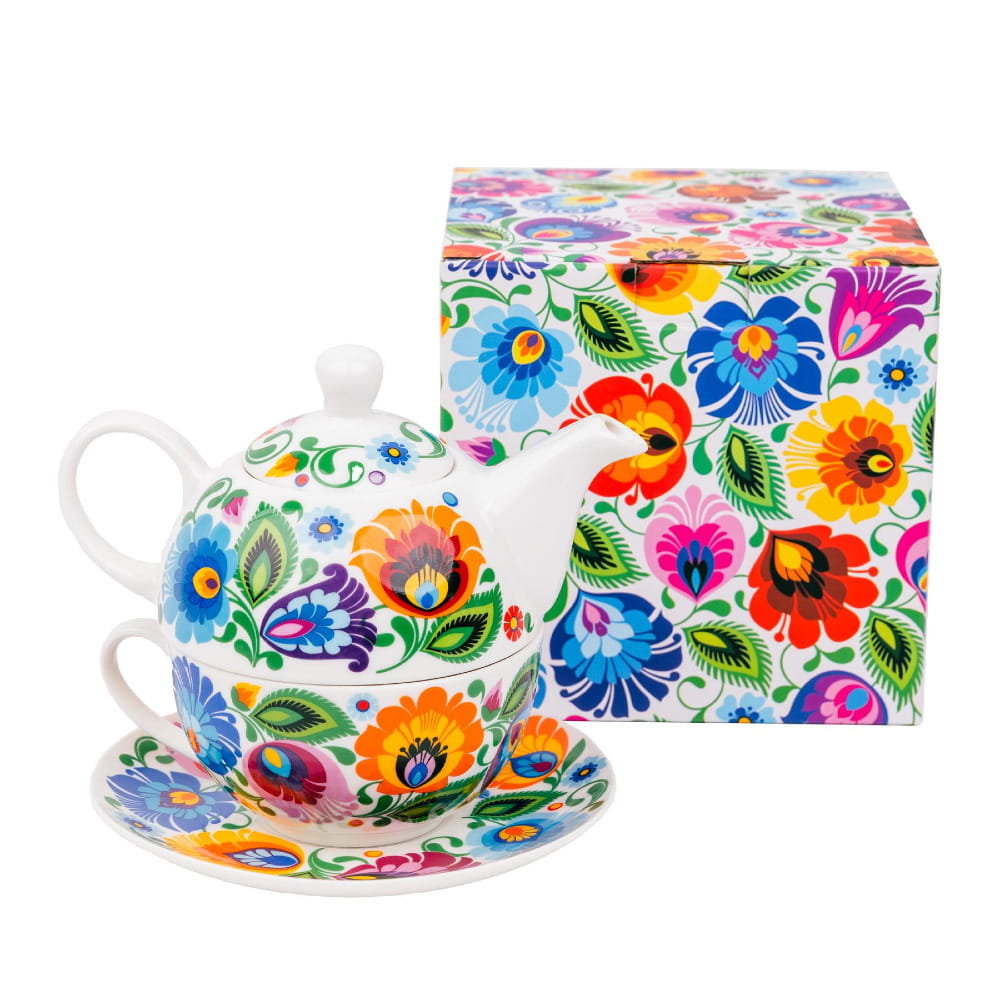 Filiżanka Halinka Z Imbryczkiem Do Kawy I Herbaty - Łowicka Biała