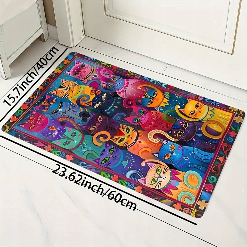 Dywanik 40x60 cm kolorowe koty kotki sztuka eklektyczny POP ART dla kociary