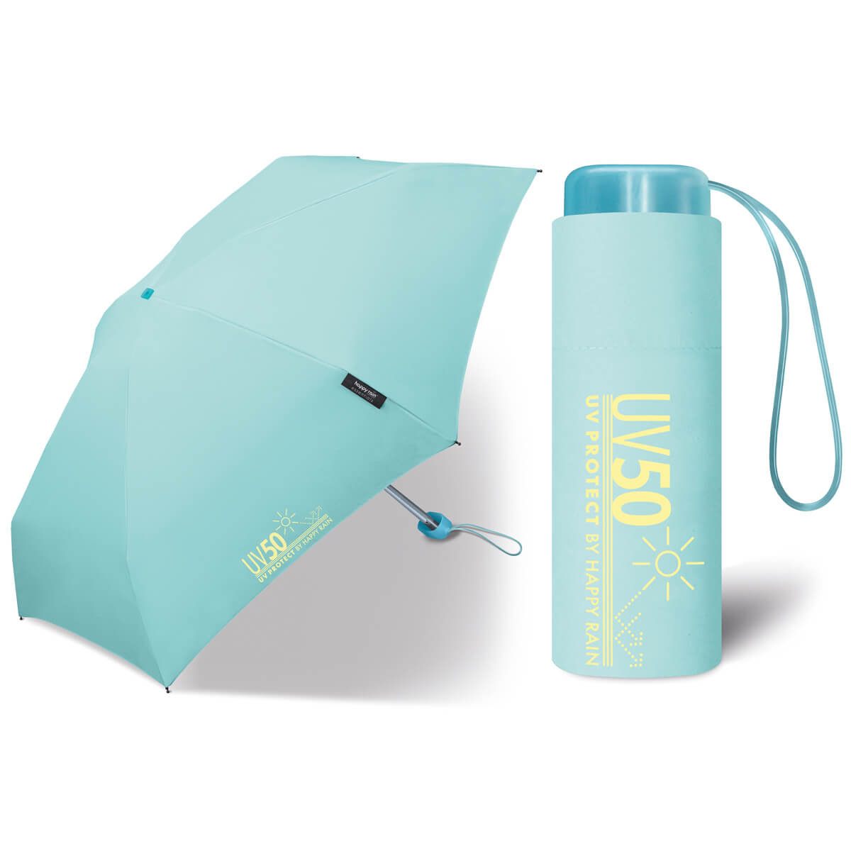 Parasolka przeciwsłoneczna UV SPF 50 i przeciwdeszczowa Happy Rain, kieszonkowa 16 cm