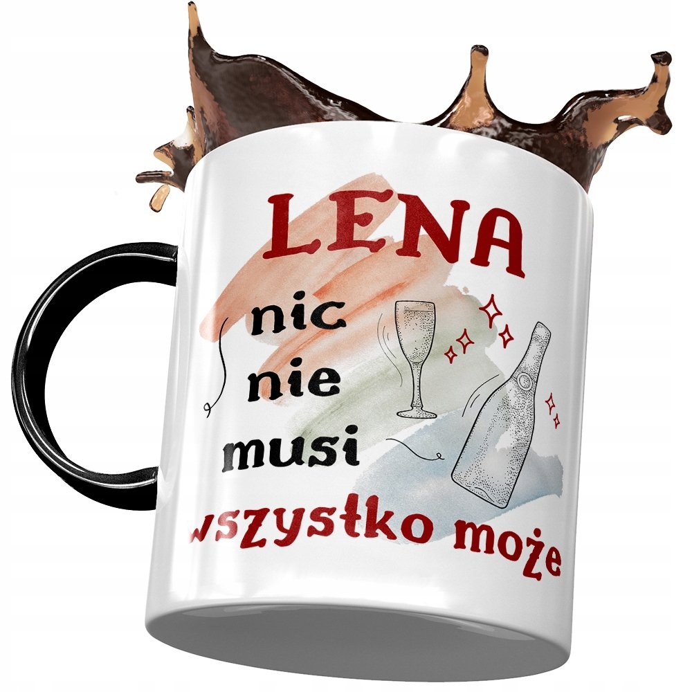 Kubek Czarny Dla Leny Koleżanki Przyjaciółki Żony z Nadrukiem ze Zdjęciem+ Opakowanie na prezent (wzór 01)