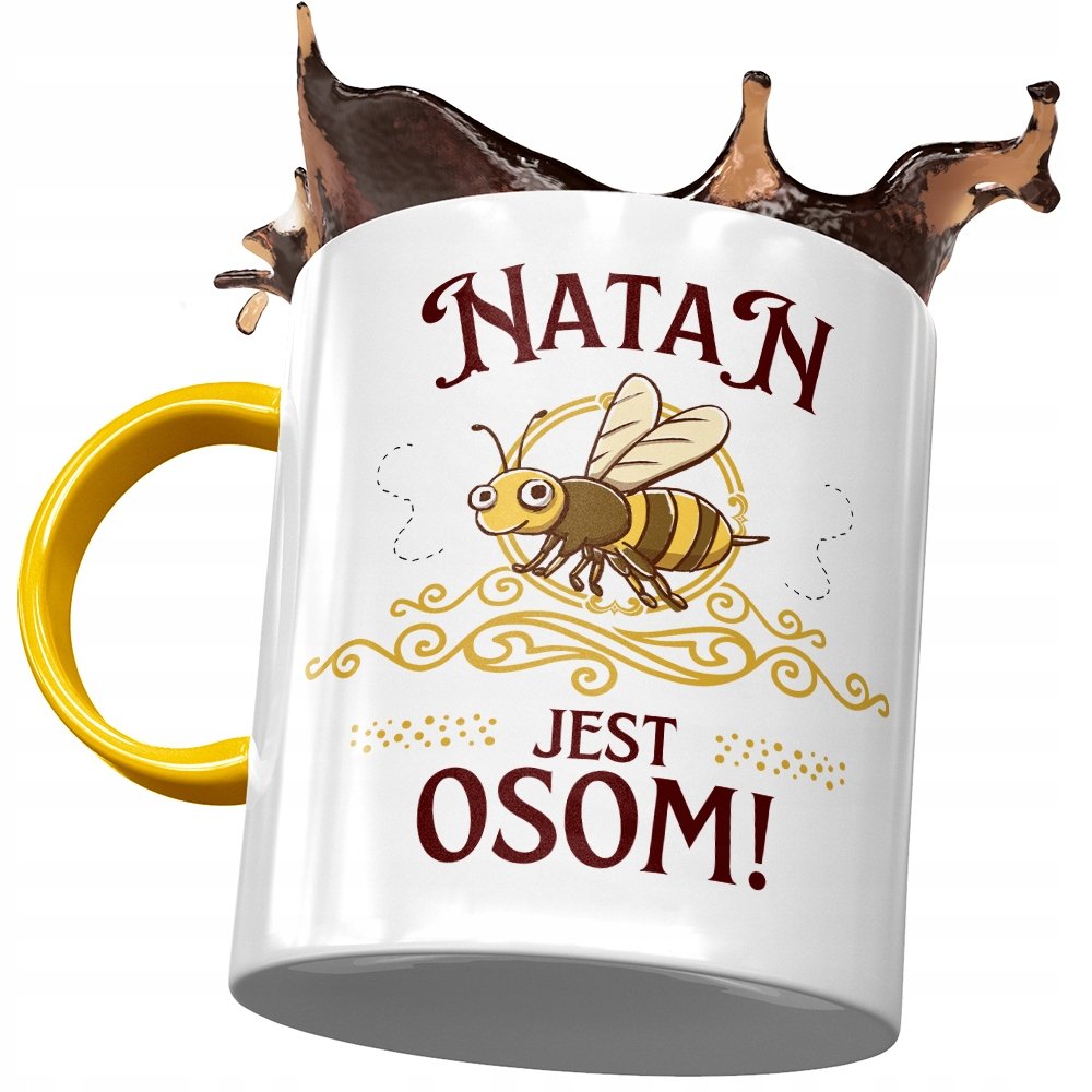 Kubek Żółty Dla Natana Kolegi Męża na Prezent z Nadrukiem ze Zdjęciem+ Opakowanie na prezent (wzór 01)