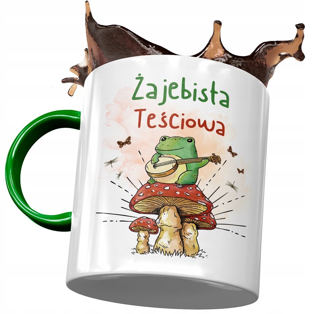 Kubek Zielony dla Teściowej Teściuni na Prezent z Nadrukiem ze Zdjęciem+ Opakowanie na prezent (wzór 01)