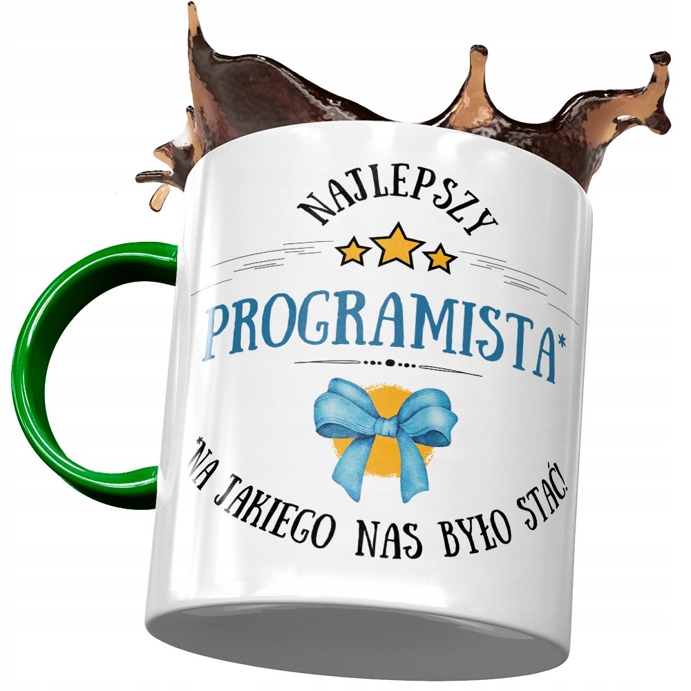 Kubek Dla Programisty Zielony Najlepszy Prezent z Nadrukiem ze Zdjęciem + Opakowanie na prezent (wzór 02)