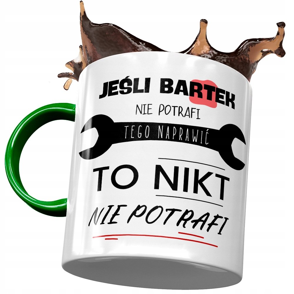 Kubek Zielony Dla Bartłomieja Bartka Kolegi Męża z Nadrukiem ze Zdjęciem+ Opakowanie na prezent (wzór 01)