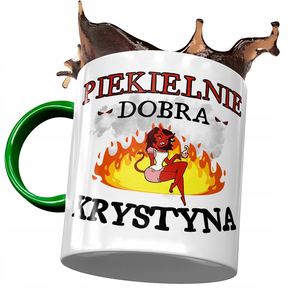 Kubek Zielony Dla Krystyny Koleżanki na Prezent z Nadrukiem ze Zdjęciem+ Opakowanie na prezent (wzór 01)