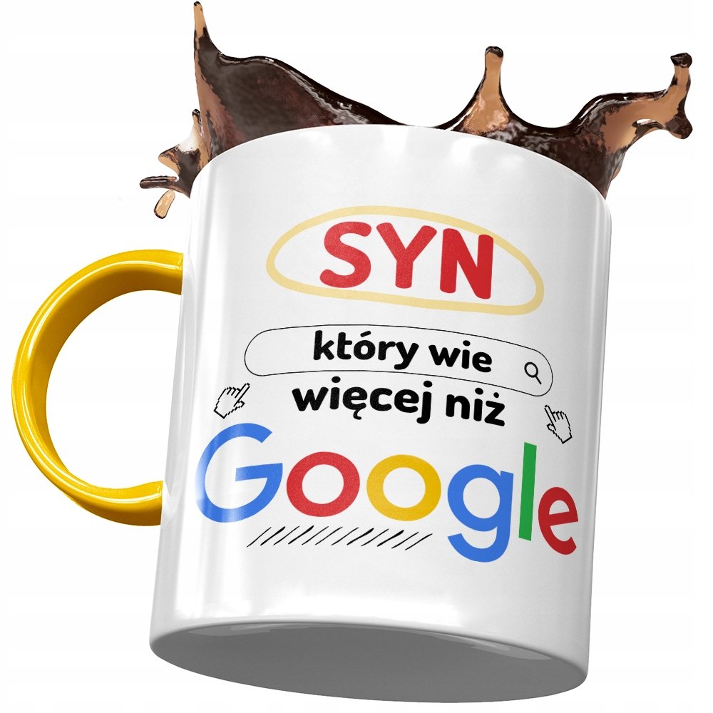 Kubek Żółty Dla Syna na Dzień Dziecka na Prezent z Nadrukiem ze Zdjęciem + Opakowanie na prezent (wzór 02)