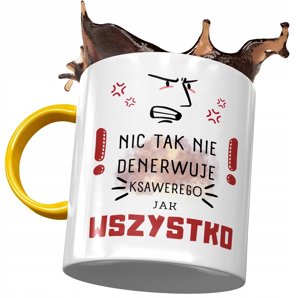 Kubek Żółty Dla Ksawerego Kolegi Męża na Prezent z Nadrukiem ze Zdjęciem+ Opakowanie na prezent (wzór 01)