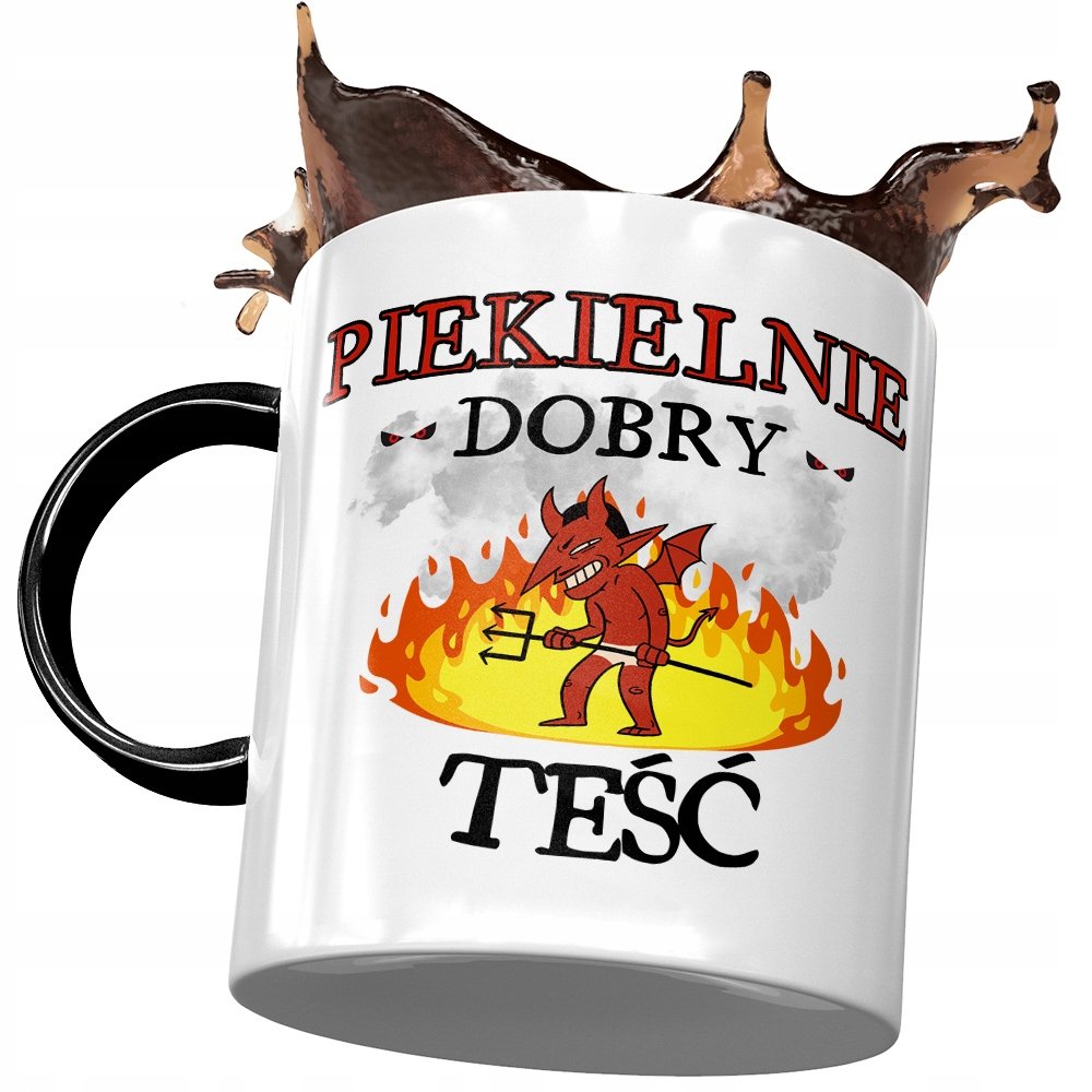 Kubek Czarny dla Teścia Teściunia na Prezent z Nadrukiem ze Zdjęciem + Opakowanie na prezent (wzór 02)