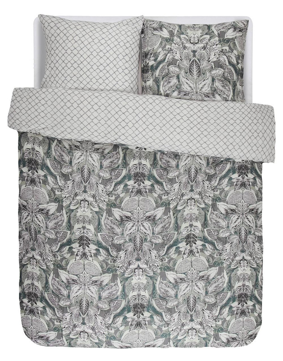 Komplet pościeli bawełnianej dla 2 osób, zestaw satynowych poszewek, 100% bawełna - motyw florystyczny, Essenza