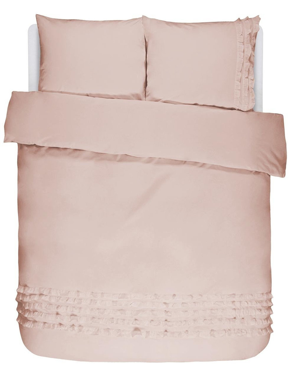 Komplet pościeli bawełnianej dla 2 osób, zestaw satynowej pościeli, 100% bawełna - pudrowy róż, Essenza