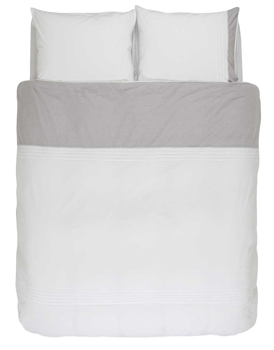 Bawełniany komplet pościeli satynowej, poszwa na pościel, 100% bawełna - kolor biało-szary, Essenza