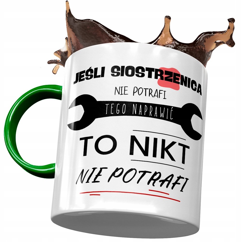 Kubek Zielony Dla Siostrzenicy na Urodziny Prezent z Nadrukiem ze Zdjęciem + Opakowanie na prezent (wzór 02)