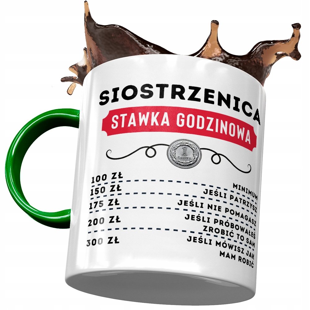 Kubek Zielony Dla Siostrzenicy na Urodziny Prezent z Nadrukiem ze Zdjęciem + Opakowanie na prezent (wzór 02)
