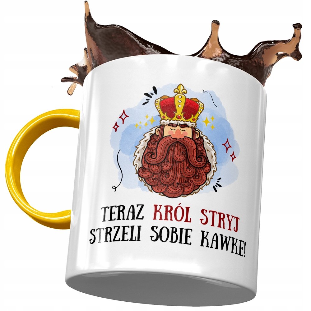 Kubek Żółty Dla Stryja na Urodziny na Prezent z Nadrukiem ze Zdjęciem + Opakowanie na prezent (wzór 02)