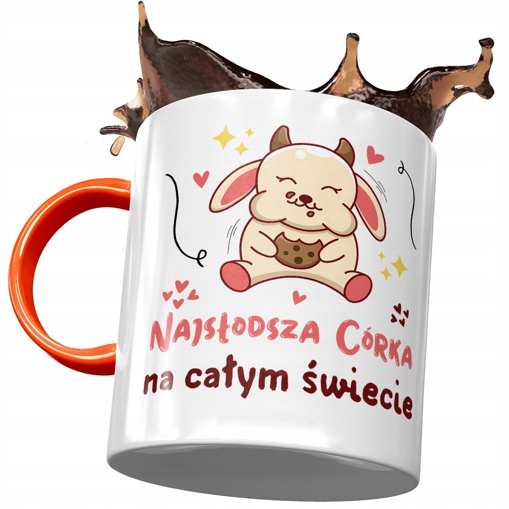 Kubek Pomarańczowy Dla Córki Dzień Dziecka Prezent z Nadrukiem ze Zdjęciem + Opakowanie na prezent (wzór 02)
