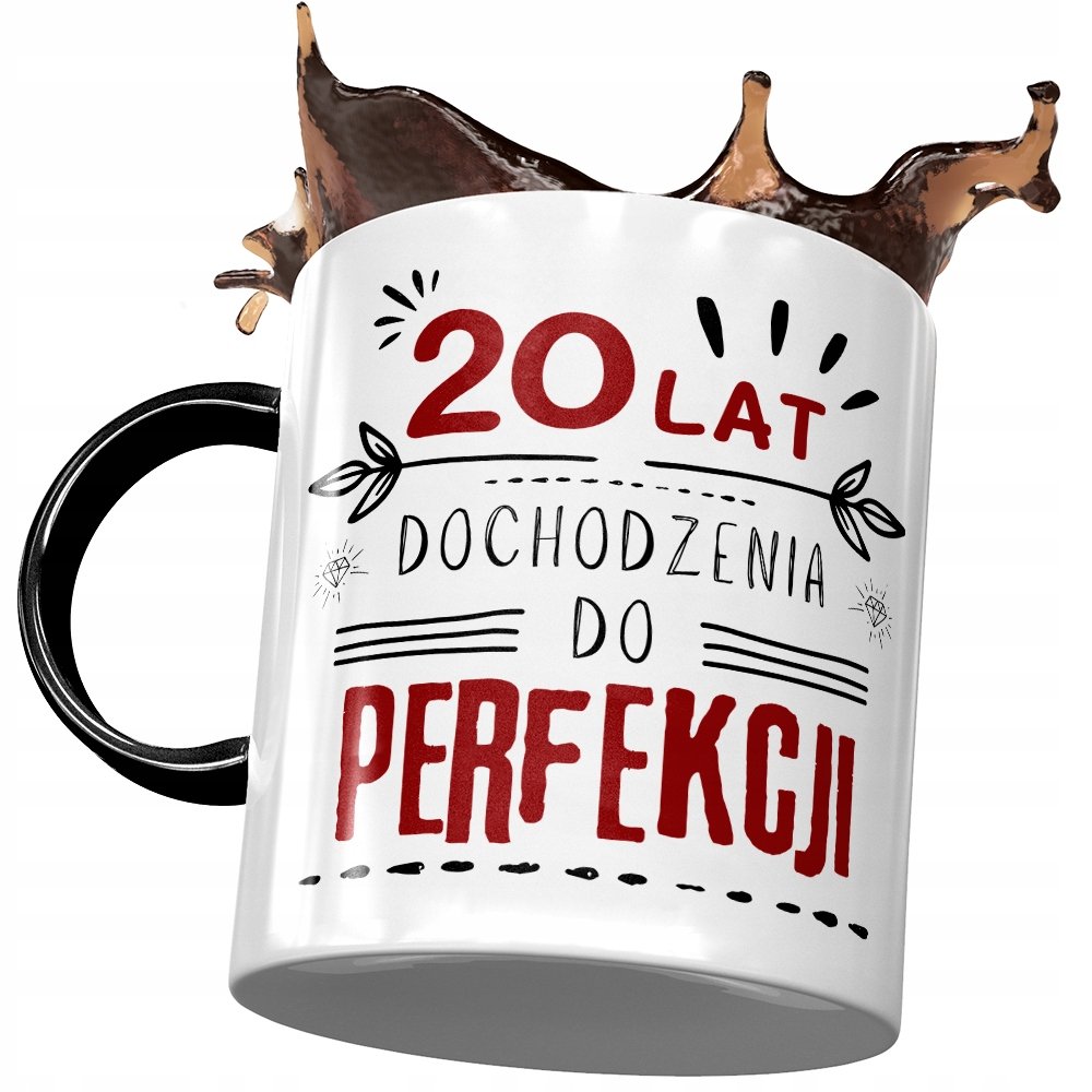 Kubek Czarny na Urodziny 20 20ste 20-ste Prezent z Nadrukiem ze Zdjęciem + Opakowanie na prezent (wzór 02)