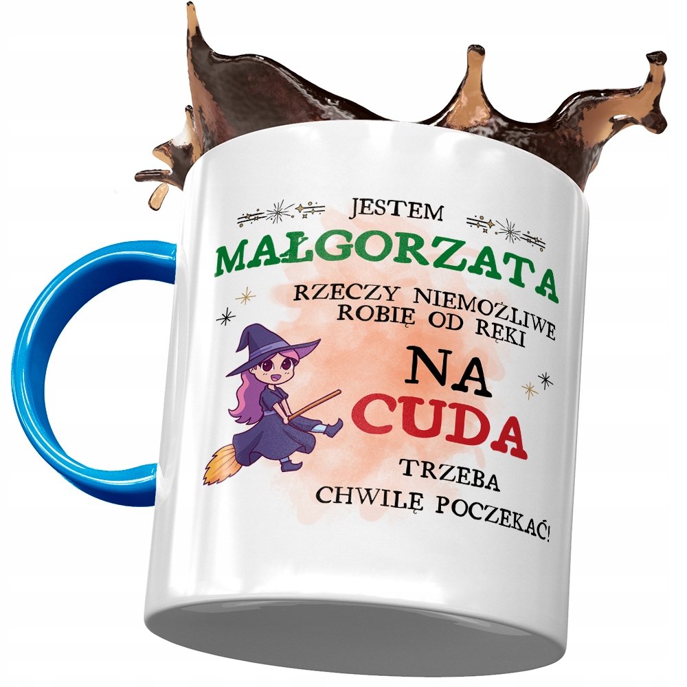 Kubek Błękitny Dla Małgorzaty Koleżanki na Prezent z Nadrukiem ze Zdjęciem + Opakowanie na prezent (wzór 02)
