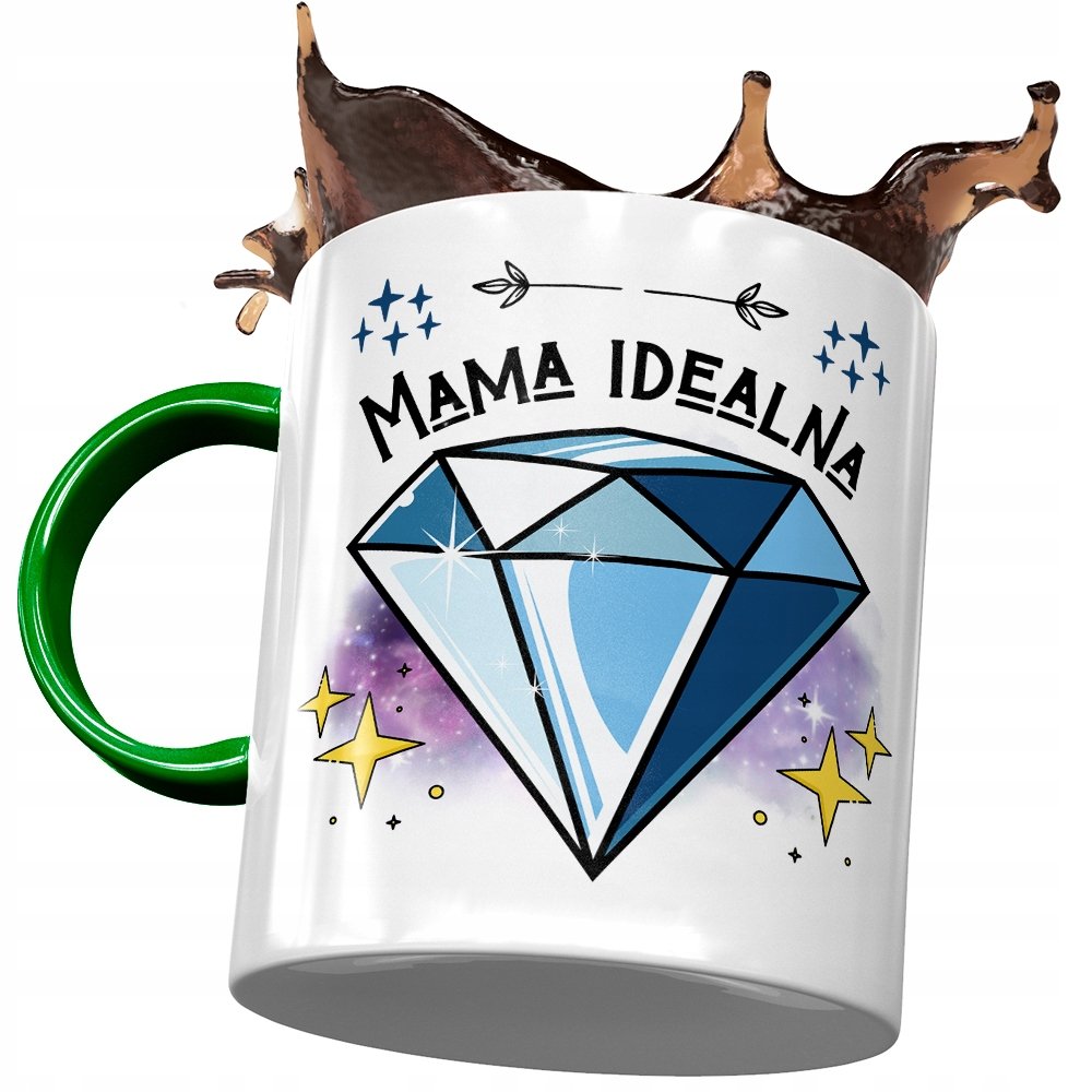 Kubek Zielony Dla Mamy Matki na Dzień Mamy z Nadrukiem ze Zdjęciem + Opakowanie na prezent (wzór 02)