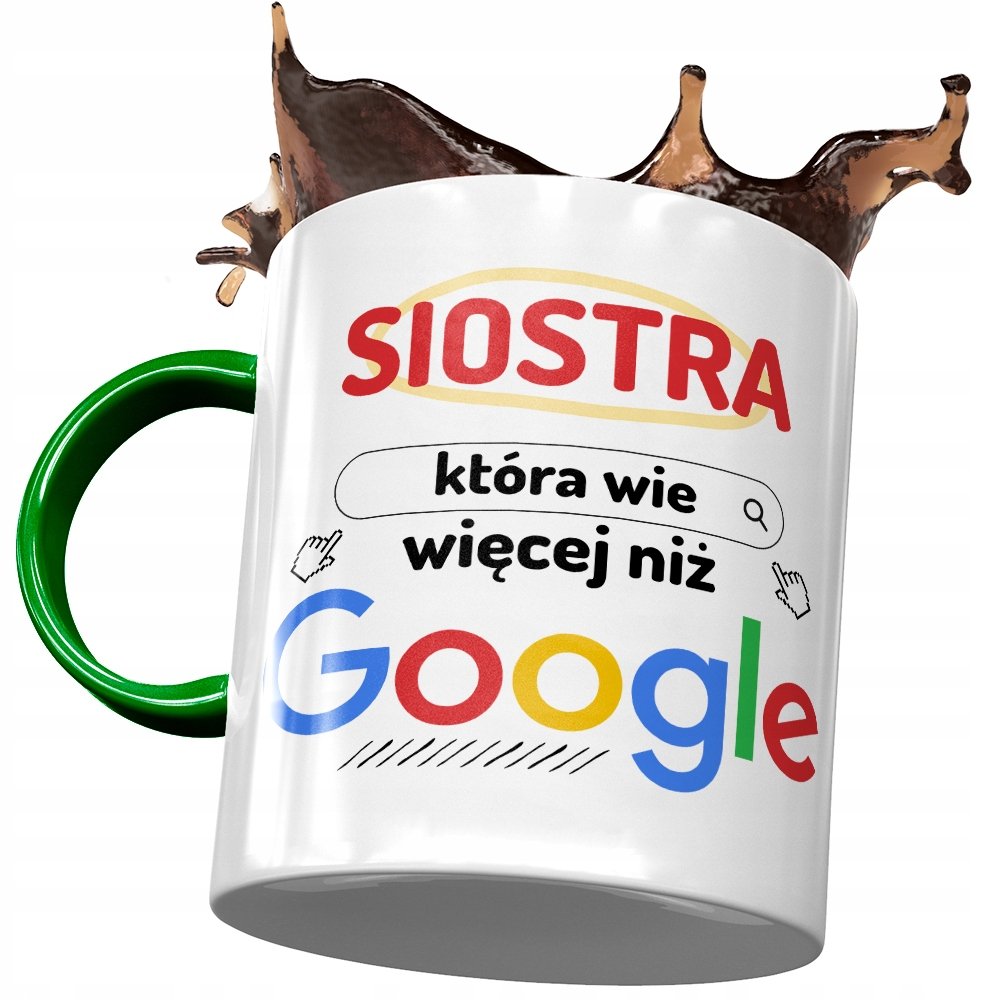 Kubek Zielony Dla Siostry na Urodziny na Prezent z Nadrukiem ze Zdjęciem + Opakowanie na prezent (wzór 02)