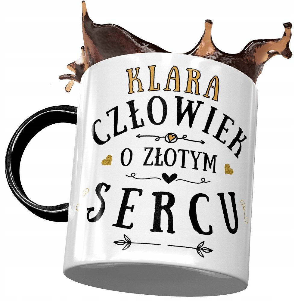 Kubek Czarny dla Klary Przyjaciółki Koleżanki z Nadrukiem ze Zdjęciem + Opakowanie na prezent (wzór 02)