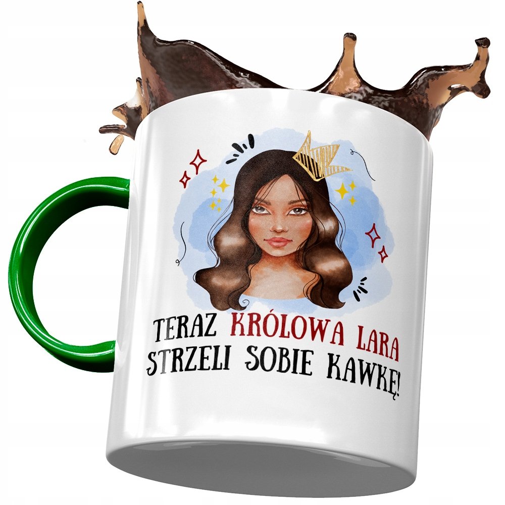 Kubek Zielony Dla Lary Żony Koleżanki na Prezent z Nadrukiem ze Zdjęciem + Opakowanie na prezent (wzór 04)