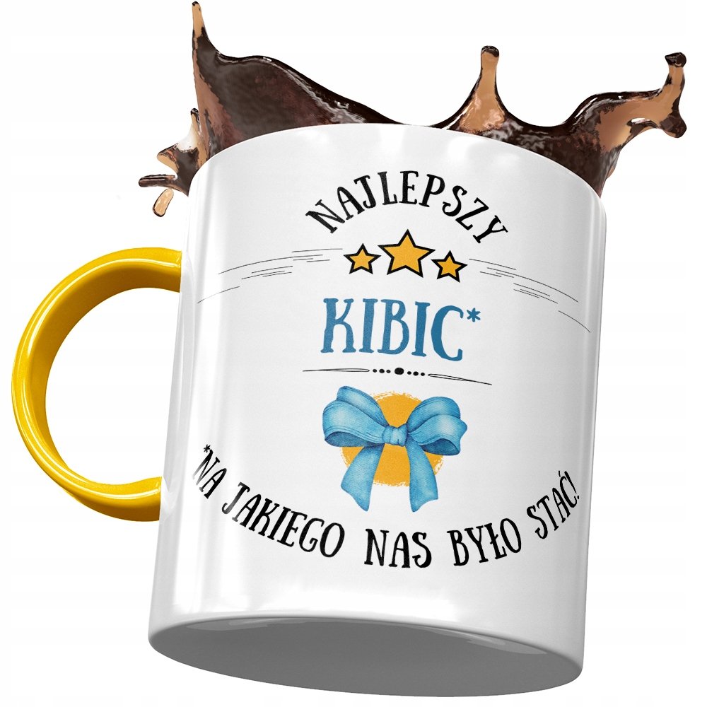 Kubek Żółty Dla Kibica Najlepszy Kibic Kubek z Nadrukiem ze Zdjęciem + Opakowanie na prezent (wzór 03)