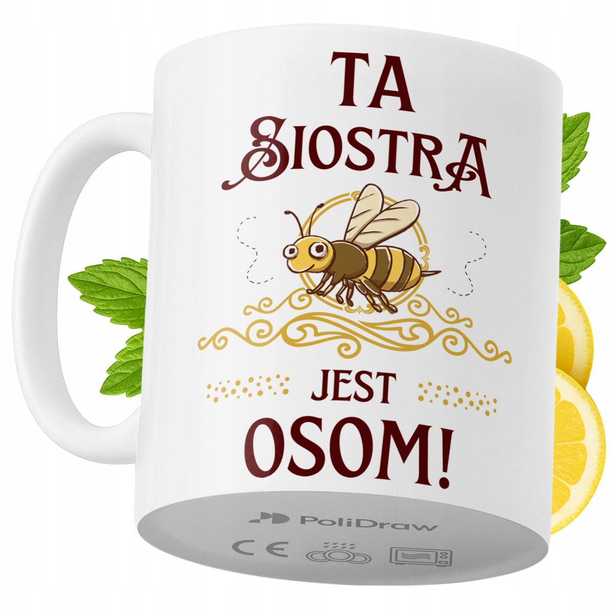 Kubek Dla Siostry na Prezent z Nadrukiem ze Zdjęciem 330 ml PoliDraw + Opakowanie na prezent (wzór 04)