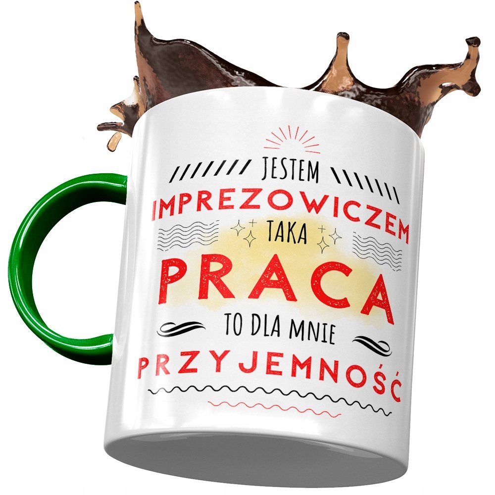 Kubek Zielony Imprezowicza Jestem Imprezowiczem z Nadrukiem ze Zdjęciem + Opakowanie na prezent (wzór 04)