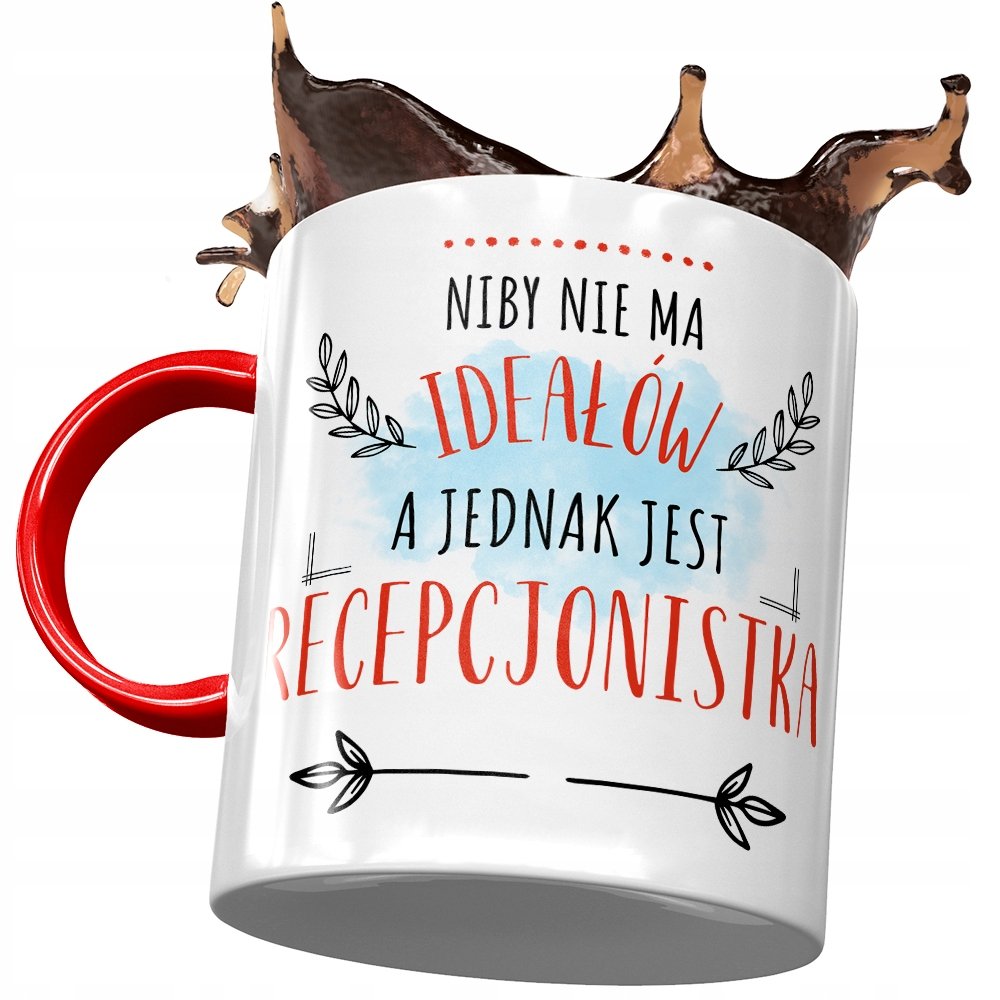 Kubek Czerwony Dla Recepcjonistki Idealnej Prezent z Nadrukiem ze Zdjęciem + Opakowanie na prezent (wzór 03)