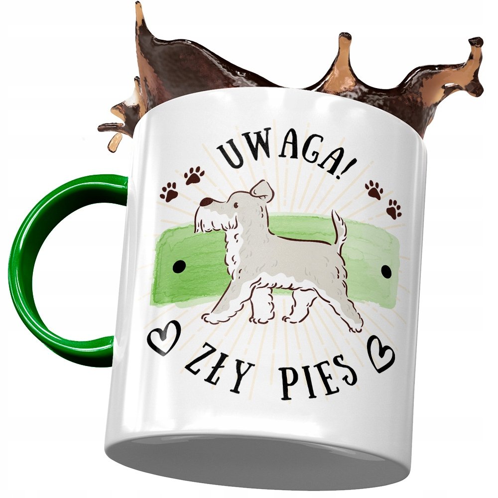 Kubek Zielony z Pieskiem Psem Słodki na Prezent z Nadrukiem ze Zdjęciem + Opakowanie na prezent (wzór 04)