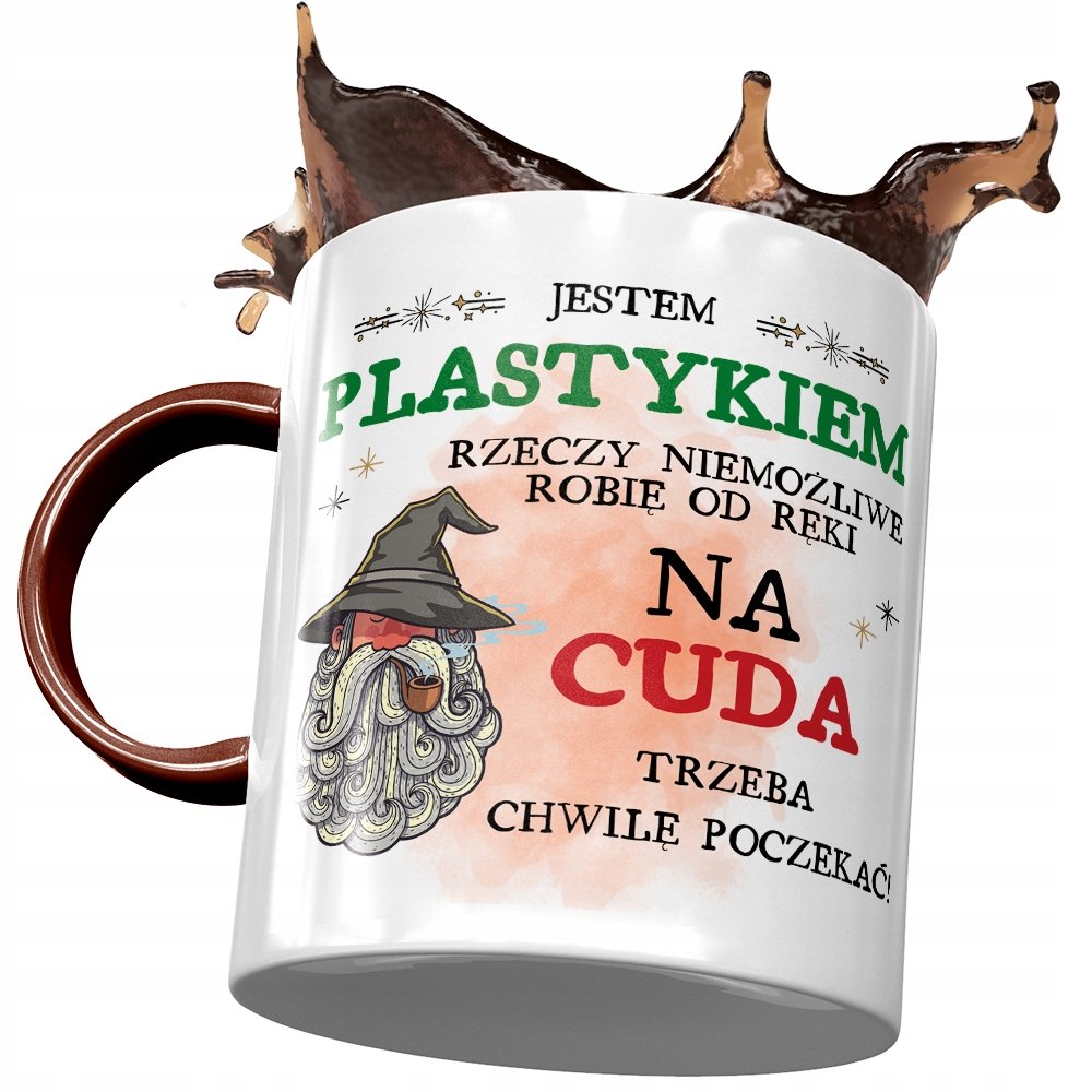 Kubek Bordowy Dla Plastyka Jestem Plastykiem z Nadrukiem ze Zdjęciem+ Opakowanie na prezent (wzór 01)