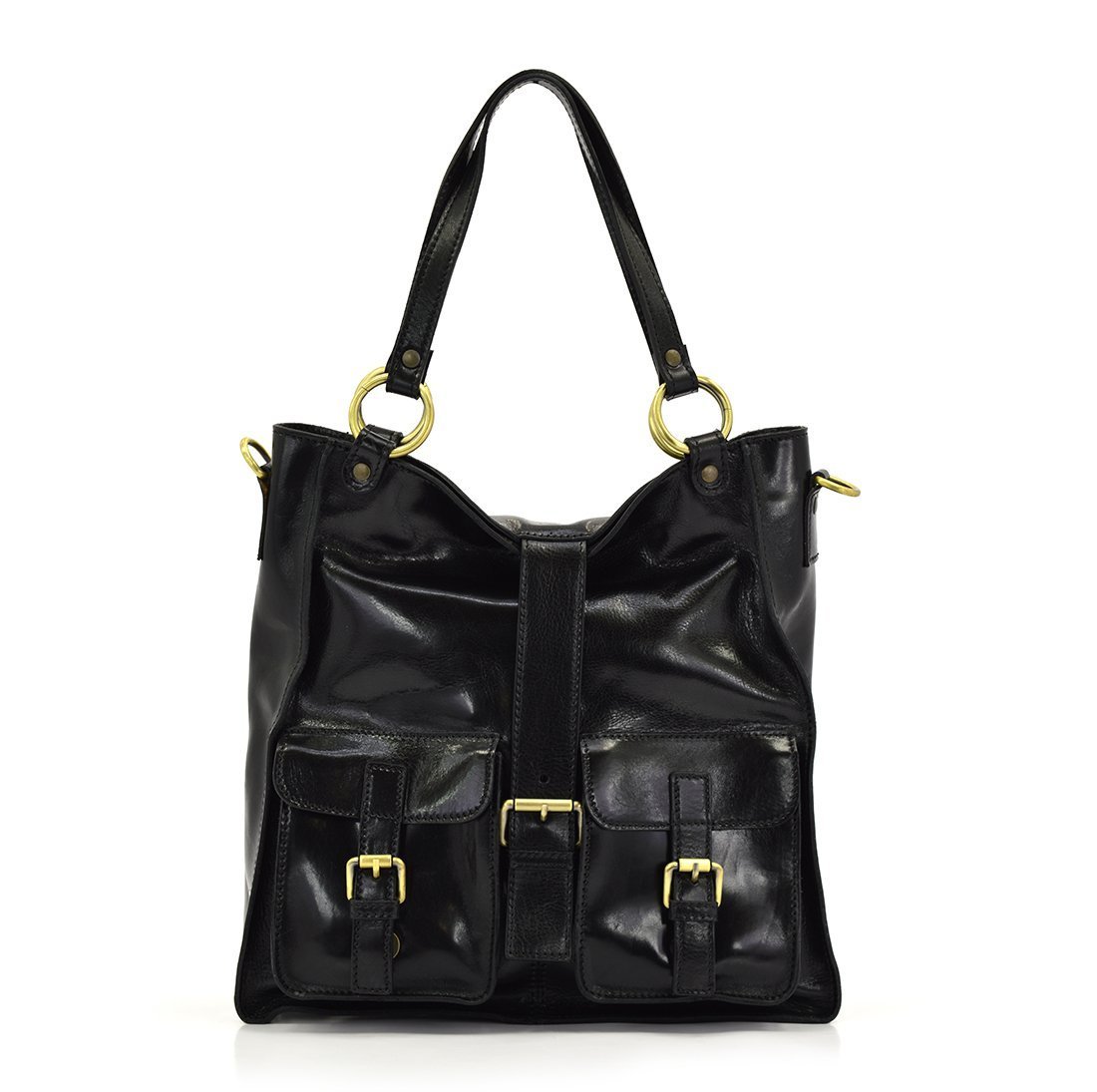 Skórzana duża torebka na ramię shopperbag premium