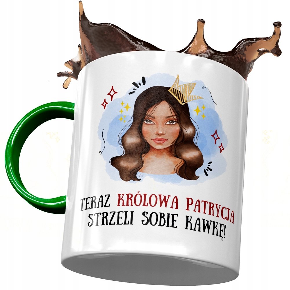 Kubek Zielony Dla Patrycji Koleżanki Żony Prezent z Nadrukiem ze Zdjęciem+ Opakowanie na prezent (wzór 01)