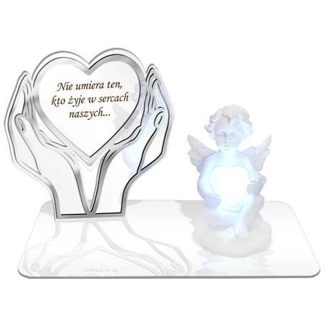 ZNICZ LED GRÓB Dziecka Córki Syna ANIOŁEK PODSTAWKA NA CMENTARZ BIAŁY ANIOŁ