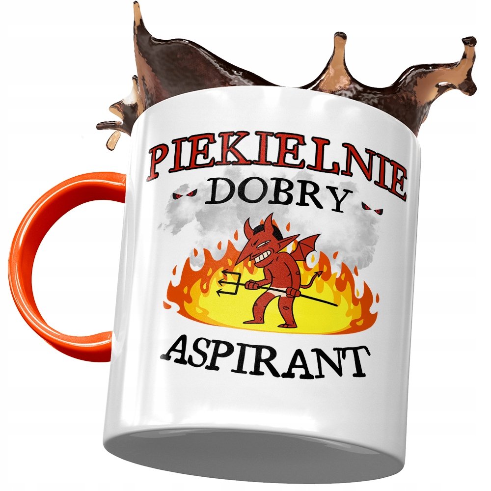 Kubek Pomarańczowy dla Aspiranta Piekielnie Dobry z Nadrukiem ze Zdjęciem+ Opakowanie na prezent (wzór 01)