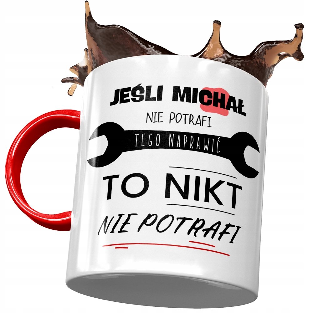 Kubek Czerwony Dla Michała Kolegi Męża NA Prezent z Nadrukiem ze Zdjęciem+ Opakowanie na prezent (wzór 01)