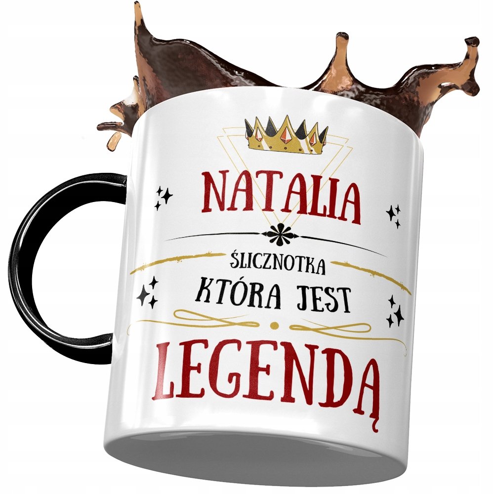 Kubek Czarny Dla Natalii Żony Przyjaciółki Prezent z Nadrukiem ze Zdjęciem + Opakowanie na prezent (wzór 02)