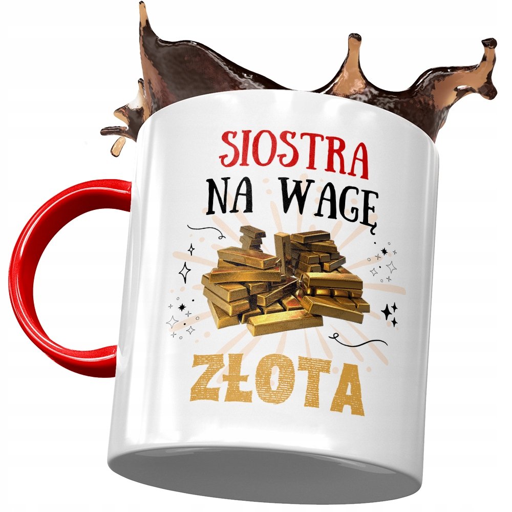 Kubek Czerwony Dla Siostry na Urodziny na Prezent z Nadrukiem ze Zdjęciem + Opakowanie na prezent (wzór 02)
