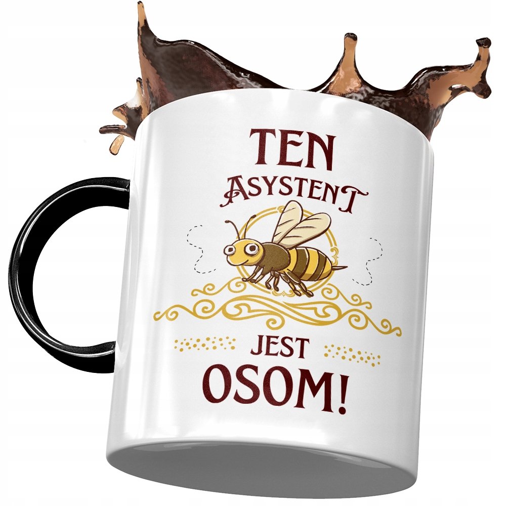 Kubek Czarny Dla Asystenta Ten Asystent Jest Osom z Nadrukiem ze Zdjęciem + Opakowanie na prezent (wzór 03)