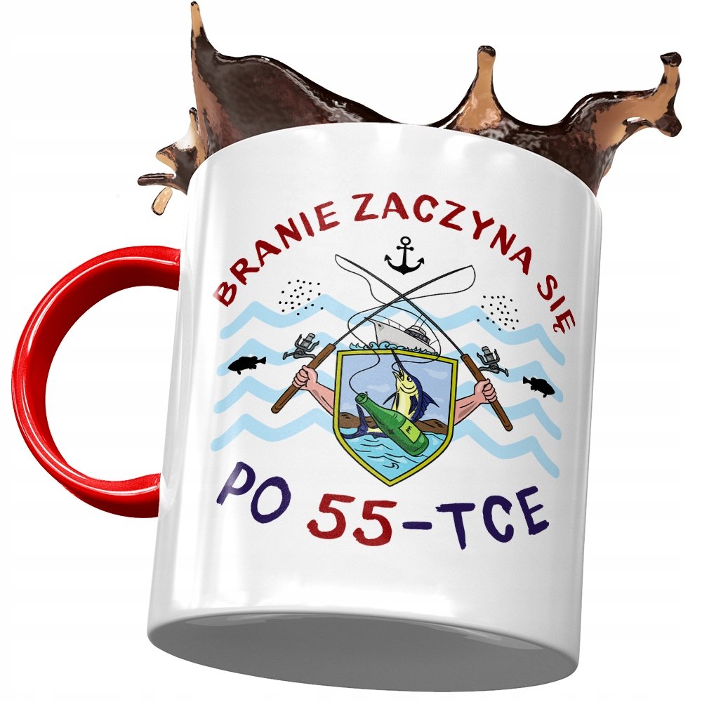 Kubek Czerwony na Urodziny 55 55te 55-te Prezent z Nadrukiem ze Zdjęciem + Opakowanie na prezent (wzór 03)