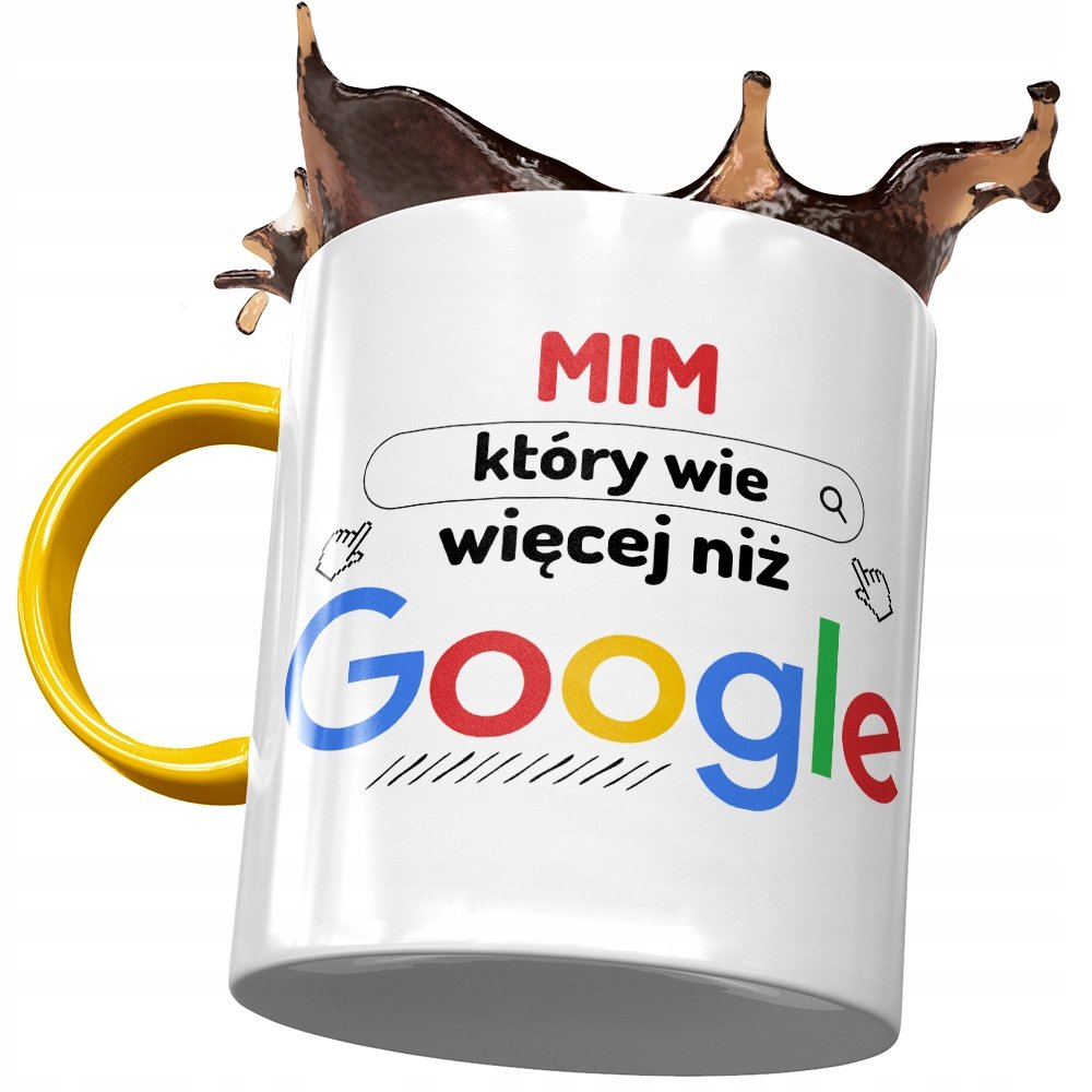 Kubek Żółty Dla Mima Mim Który Wie Więcej Prezent z Nadrukiem ze Zdjęciem + Opakowanie na prezent (wzór 04)