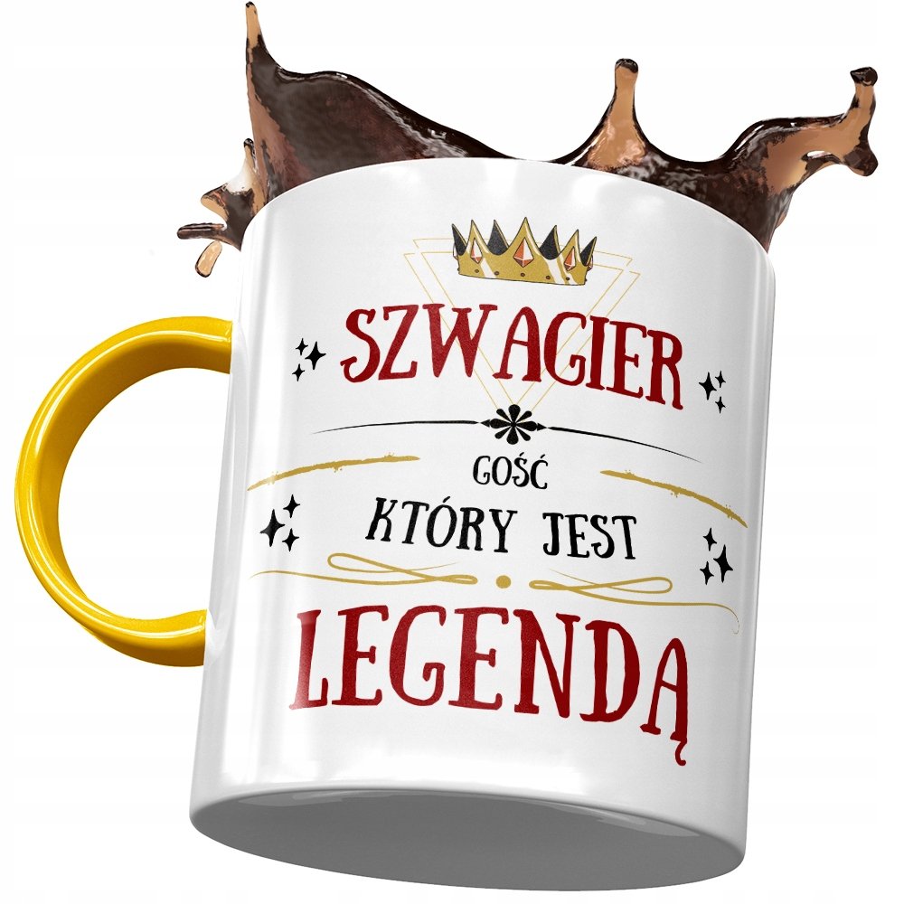 Kubek Żółty Dla Szwagra na Urodziny na Prezent z Nadrukiem ze Zdjęciem + Opakowanie na prezent (wzór 03)